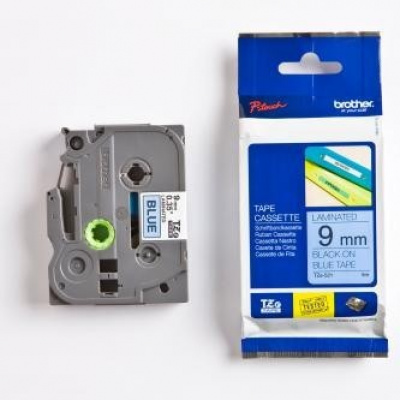 Brother TZ-521 / TZe-521, 9mm x 8m, testo nera / sfondo blu, nastro originale
