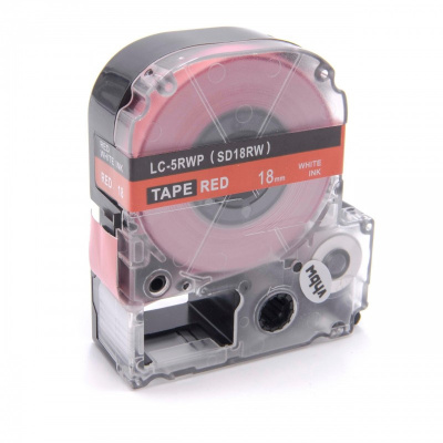 Epson LC-5RWP, SD18RW, 18mm x 8m, testo bianco / sfondo rosso, nastro compatibile