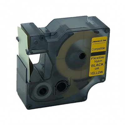 Nastro compatibile con Dymo 1734525, 24mm x 3, 5m testo nera / sfondo giallo, nylon flexi
