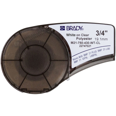 Brady M21-750-430-WT-CL / 139749, nastro in poliestere, 19.05 mm x 6.40 m