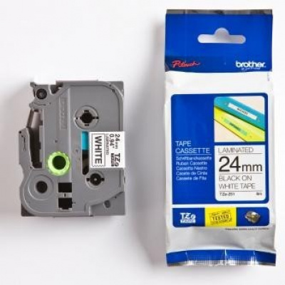 Brother TZ-251 / TZe-251, 24mm x 8m, testo nera / sfondo bianco, nastro originale