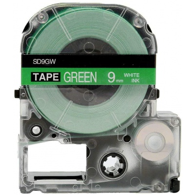 Epson LK-SD9GW, 9mm x 9m, testo bianco / sfondo verde, nastro compatibile
