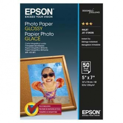 Epson Glossy Photo Paper C13S042545, 200 g/m2, 13x18cm, 50pz, lucido, getto d'inchiostro, bianco, carta fotografica