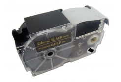 Nastro compatibile con Casio XR-24BKG 24mm x 8m testo oro / sfondo nera