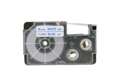 Nastro compatibile con Casio XR-9WEB 9mm x 8m testo blu / sfondo bianco