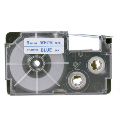 Nastro compatibile con Casio XR-9WEB 9mm x 8m testo blu / sfondo bianco