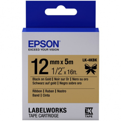 Epson LabelWorks LK-4KBK C53S654001 12mm x 5m, testo nera / nastro d'oro, nastro tessile, nastro originale