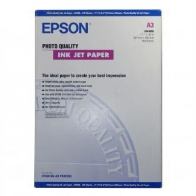Epson Photo Quality InkJet Paper S041068 C13S041068, 105 g/m2, A3, 100pz, opaco, bianco, carta fotografica