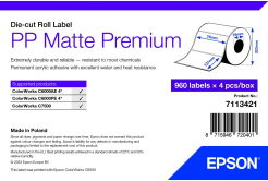 Epson 7113421 PP Matte, per ColorWorks, 76x127mm, 960pz, polypropylen, bianco etichette autoadesive