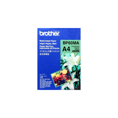 Brother Inkjet Paper Matte BP60MA, 145 g/m2, A4, 25pz, opaco, getto d'inchiostro, bianco, carta fotografica