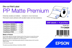 Epson 7113424 PP Matte, per ColorWorks, 105x210mm, 259pz, polypropylen, bianco etichette autoadesive