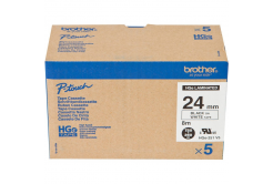 Brother HGe-251, 24mm x 8m, 5pz testo nera / sfondo bianco, nastro originale
