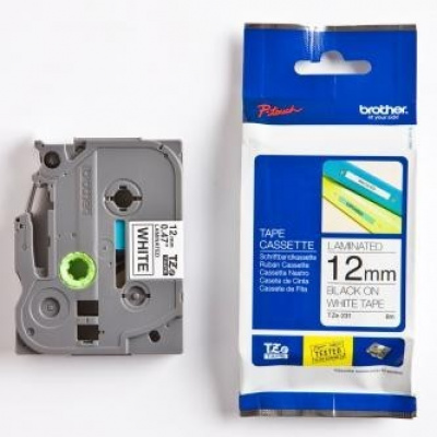 Brother TZ-231 / TZe-231, 12mm x 8m, testo nera / sfondo bianco, nastro originale