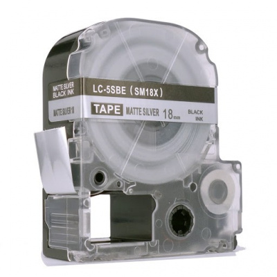 Epson LK-5SBM, SM18X, C53S672094, 18mm x 9m, testo nera / opaco sfondo argento, nastro compatibile