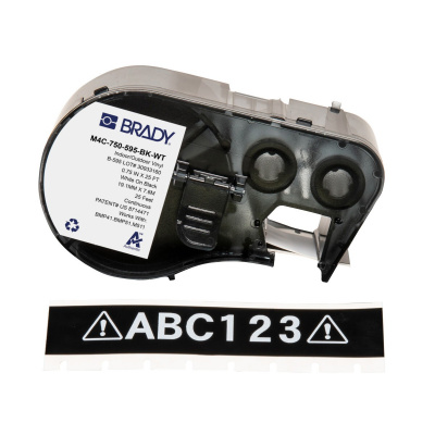 Brady M4C-750-595-BK-WT / 170823, 19.05 mm x 7.62 m, Vinile, testo bianco / sfondo nero