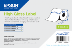 Epson C33S045731 High Gloss, per ColorWorks, 102mmx57m, bianco etichette autoadesive