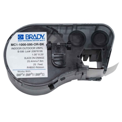 Brady MC1-1000-595-OR-BK / 131593, nastro autoadesivo 25.40 mm x 7.62 m