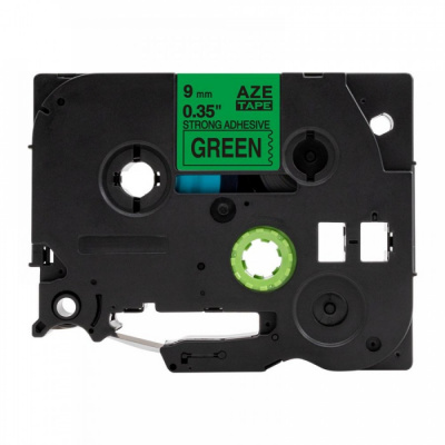 Nastro compatibile con Brother TZ-S721 / TZe-S721, 9mm x 8m, extr.adh. testo nera / nastro verde