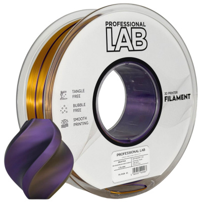 Professional Lab FG-P108-E1, 3D filamento, PLA Silk, 1,75mm, 1000g,  Tri Color, Multicolore (Black, Gold, Purple)