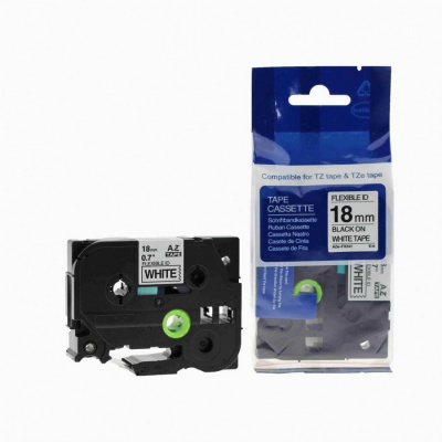 Nastro compatibile con Brother TZ-FX241/TZe-FX241, 18mm x 8m, flexi, testo nera/sfondo bianco