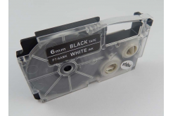 Nastro compatibile con Casio XR-6ABK, 6mm x 8m testo bianco / sfondo nera