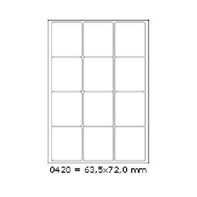 Etichette autoadesive 63,5 x 72 mm, 12 etichette, A4, 100 fogli
