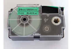 Nastro compatibile con Casio XR-24GN1, 24mm x 8m, testo nera / sfondo verde