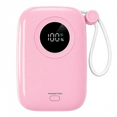 Powerton ENERGY PASTEL EDITION Power bank 10000mAh, 2x USB-C, 22.5W, cavo integrato, rosa