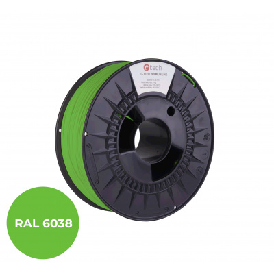 C-Tech 3DF-P-TPU90A-1.75-6038 3D filamento, C-TECH PREMIUM LINE, TPU 90A, flessibile, RAL6038 1,75mm, 1000g, Verde luminescente (Luminescent green)