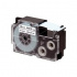 Casio XR-12X1, 12mm x 8m, testo nera/nastro trasparente, nastro originale
