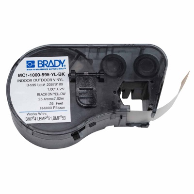 Brady MC1-1000-595-YL-BK / 131583, nastro autoadesivo 25.40 mm x 7.62 m