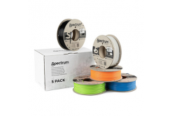 Spectrum 3D filament, Premium PLA, 1,75mm, 5x250g, 80747, mix Polar White, Deep Black, Lion Orange, Pacific Blue, Lime Green