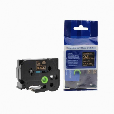 Nastro compatibile con Brother TZ-354 / TZe-354, 24mm x 8m, testo oro / sfondo nera