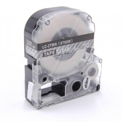 Epson LC-2TWN, ST6SW, 6mm x 8m, testo bianco / sfondo trasparente, nastro compatibile