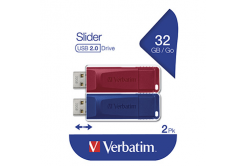 Verbatim USB flash disk, USB 2.0, 32GB, Slider, rosso, blu, 49327, USB A, s výsuvným konektorem, 2 pz