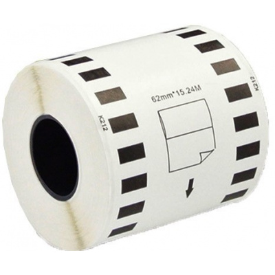 Rotoli di etichette compatibili per Brother DK-22212, 62mm x 15,24m, plastica,bianco