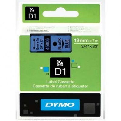 Dymo D1 45806, S0720860, 19mm x 7m, testo nera / sfondo blu, nastro originale