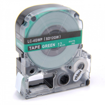 Epson LC-4GWV, SD12GW, 12mm x 8m, testo bianco / sfondo verde, nastro compatibile
