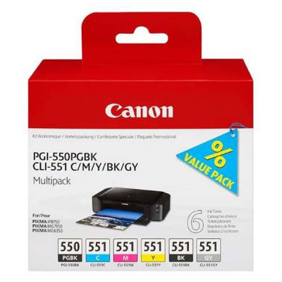 Canon PGI-550 CLI-551 PGBK+C+M+Y+GY multipack cartuccia originale