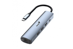 USB (3.0) hub 4-port 31240004400, UH-545, šedý, Genius, 3x USB 3.0, 1x RJ45