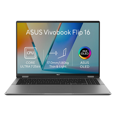 ASUS Vivobook 16 Flip/TP3607SA-OLED190W/U7-256V/16"/WUXGA/T/16GB/512GB/Intel int/W11H/Grigio/2R