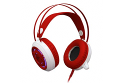 Redragon SAPPHIRE, gaming sluchátka s mikrofonem, s regulací hlasitosti, bílo-rosso, 2x 3.5 mm jack + USB