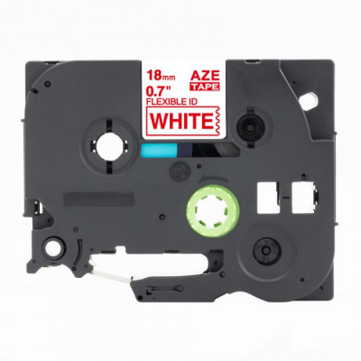 Nastro compatibile con Brother TZ-FX242 / TZe-FX242, 18mm x 8m, flexi, testo rossa / nastro bianco