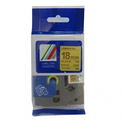 Nastro compatibile con Brother TZ-841 / TZe-841, 18mm x 8m, testo nera / sfondo d'oro