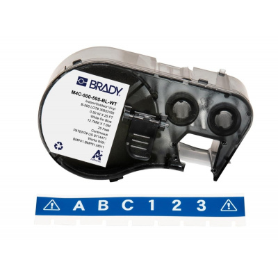 Brady M4C-500-595-BL-WT / 170813, 12.70 mm x 7.62 m, Vinile, testo bianco / sfondo bu