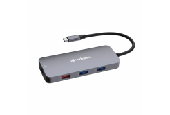 VERBATIM Hub USB-C Pro Multiport 9 Port, 3x USB 3.2, 2x USB-C, HDMI, RJ45, microSD/SD, grigio