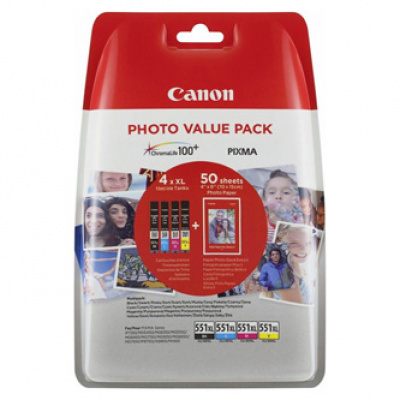 Canon inchiostro originale CLI-551 C/M/Y/BK photo value pack, black/color, 6508B006, Canon 2-pack PIXMA MG5450, MG6350, iP7250