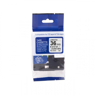 Nastro compatibile con Brother TZ-S161/TZe-S161, 36mm x 8m, extr.adh. testo nera / trasparente podk