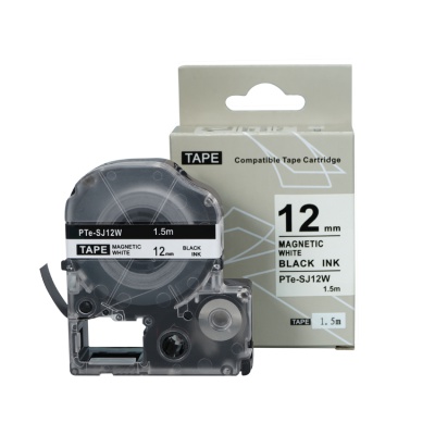Epson SJ12W, 12mm x 1, 5m, testo nera / magnetico sfondo bianco, nastro compatibile