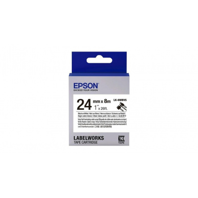 Epson LabelWorks LK-6WBVS C53S656022 24mm x 8m, testo nera / nastro bianco, auto-laminante, nastro originale